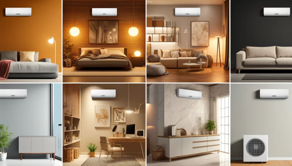 image modern home interior cinq évaporateur mural intérieur dans plusieurs pièces clim réversible pour des habitations collectif