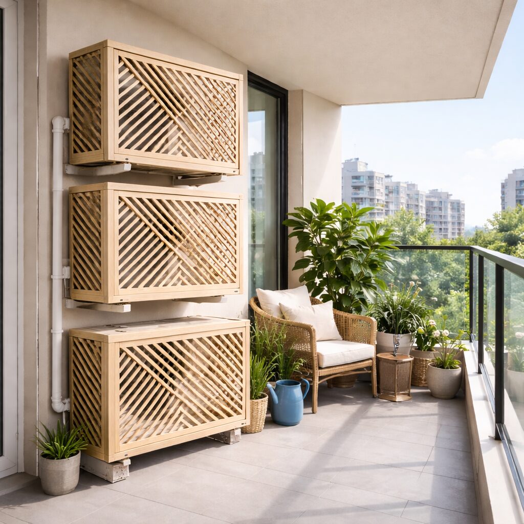 image après l'installation cache climatiseur dans un balcon 